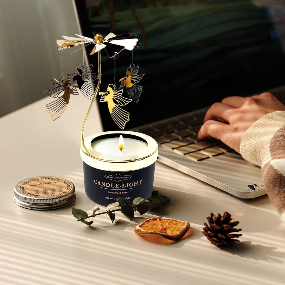 Kelly's Custom Candles Angel Rotating Scented Candle - 3.5 oz Soybean Wax
