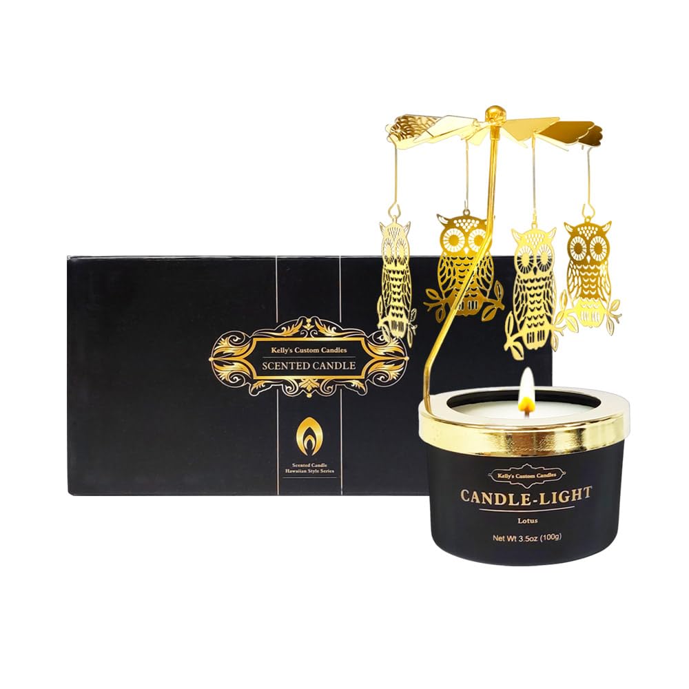 Kelly's Custom Candles: Owl Gifts for Women – Rotating Scented Candle Gift Set