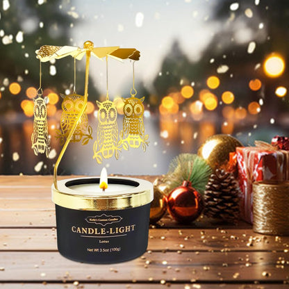 Kelly's Custom Candles: Owl Gifts for Women – Rotating Scented Candle Gift Set