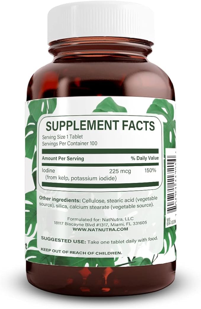 Natural Nutra Kelp Iodine — Thyroid Support, 225 mcg, 100 Tablets
