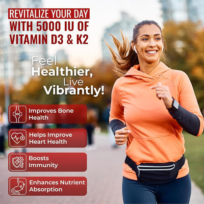 KEN Liposomal Vitamin D3 5000 IU + K2 MK7 100 mcg | Bone Support & Immune Health Softgels