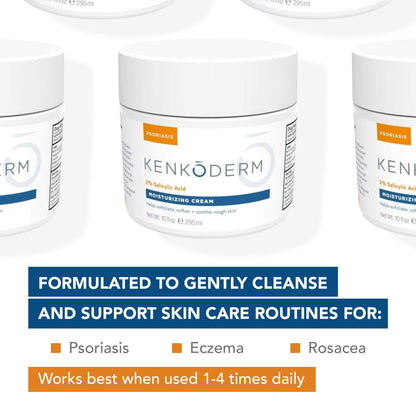 Kenkoderm Psoriasis Cream — 2% Salicylic Acid, Fragrance-Free Moisturizer (10 oz)