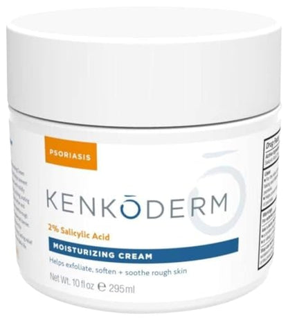Kenkoderm Psoriasis Cream — 2% Salicylic Acid, Fragrance-Free Moisturizer (10 oz)