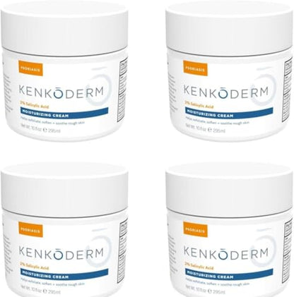 Kenkoderm Psoriasis Cream – 2% Salicylic Acid Fragrance-Free Moisturizer (10 oz) Pack of 4