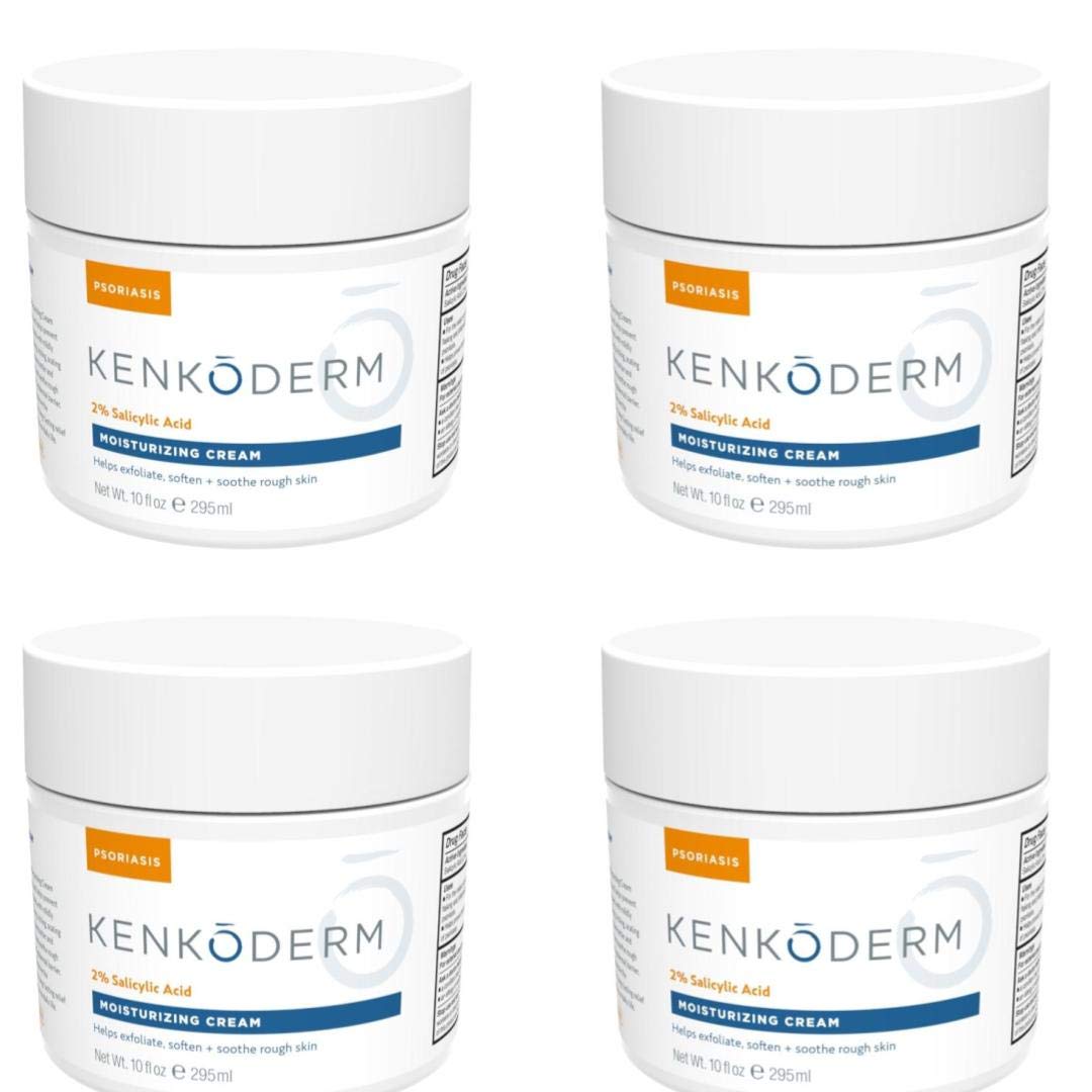 Kenkoderm Psoriasis Cream – 2% Salicylic Acid Fragrance-Free Moisturizer (10 oz) Pack of 4