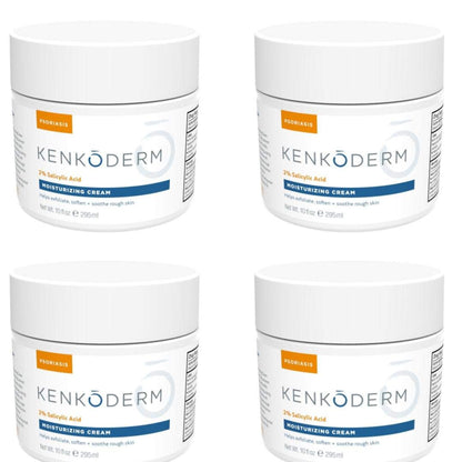 Kenkoderm Psoriasis Cream – 2% Salicylic Acid Fragrance-Free Moisturizer (10 oz) Pack of 4