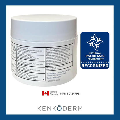Kenkoderm Psoriasis Cream — 2% Salicylic Acid, Fragrance-Free Moisturizer (10 oz)