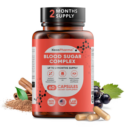 KeosPharma Blood Sugar Complex – 60 Capsules, Up to 2 Months Supply