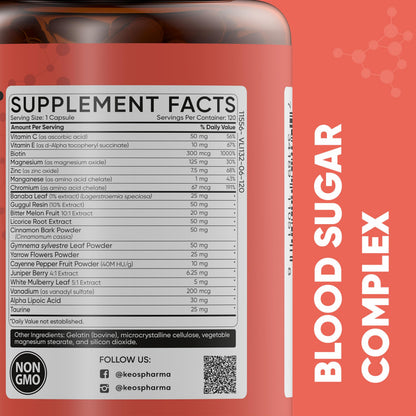 KeosPharma Blood Sugar Complex – 60 Capsules, Up to 2 Months Supply