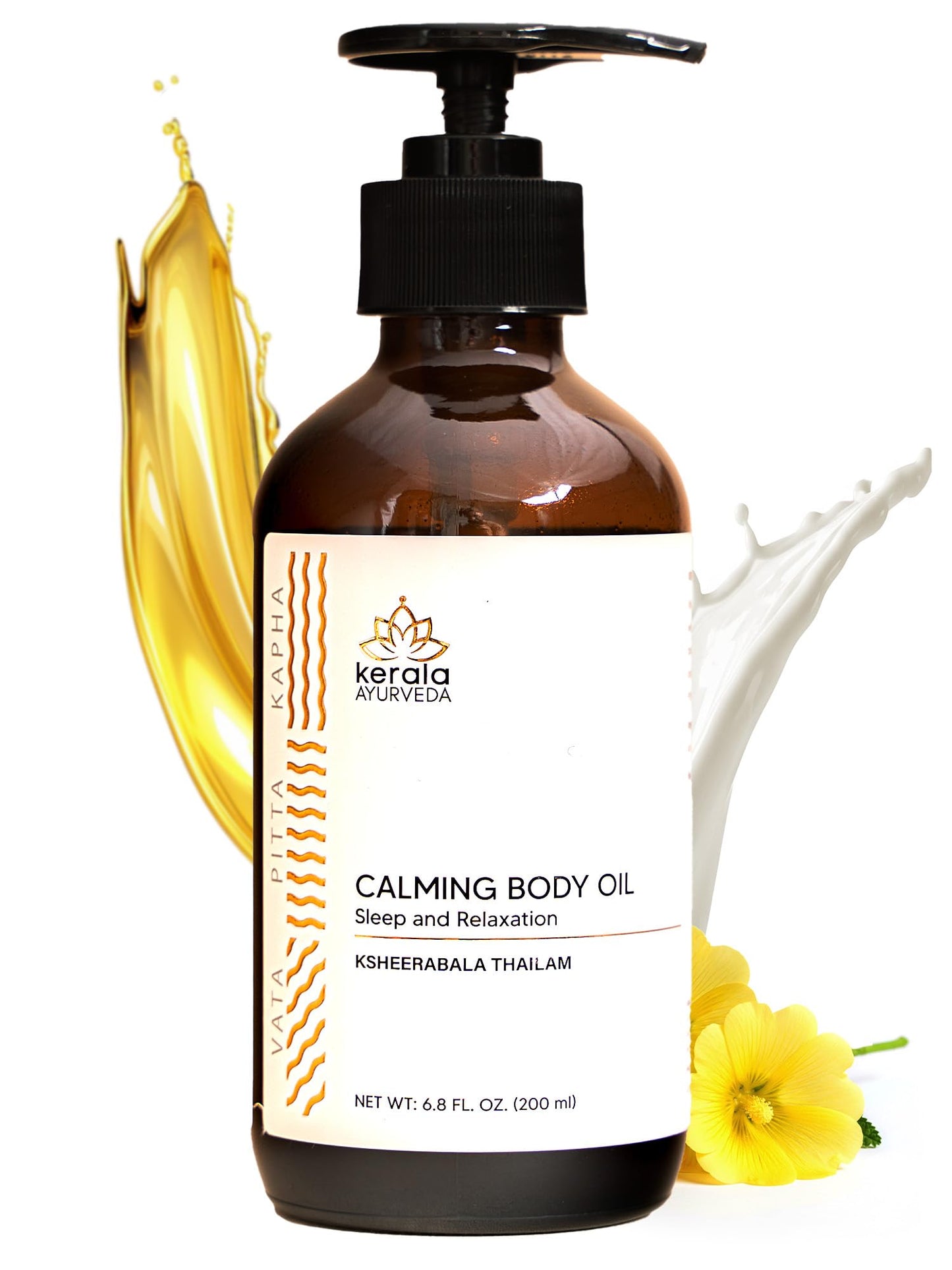 Kerala Ayurveda Calming Body Oil for Relaxation & Sleep (6.8 fl oz) | Ksheerabala Thailam