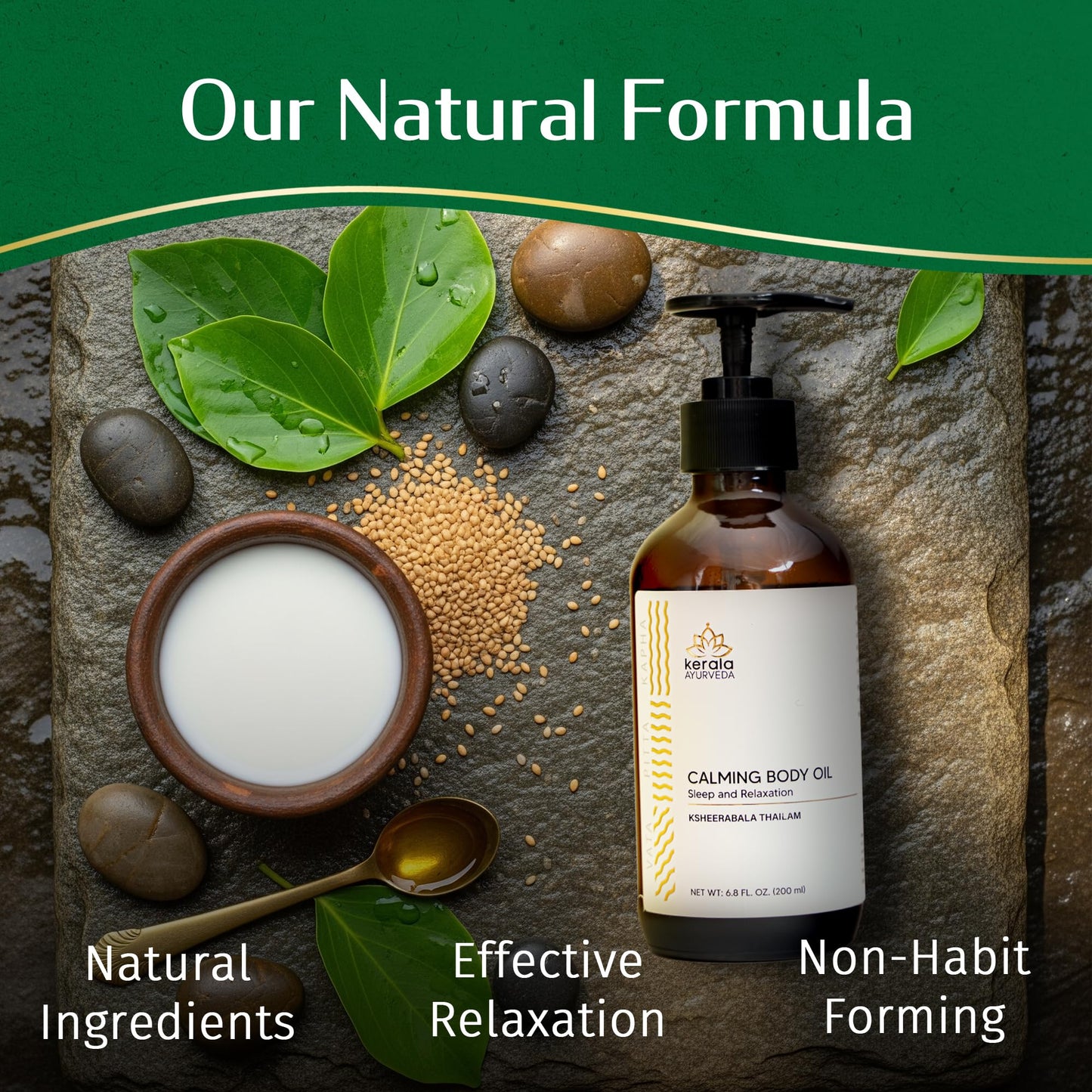 Kerala Ayurveda Calming Body Oil for Relaxation & Sleep (6.8 fl oz) | Ksheerabala Thailam