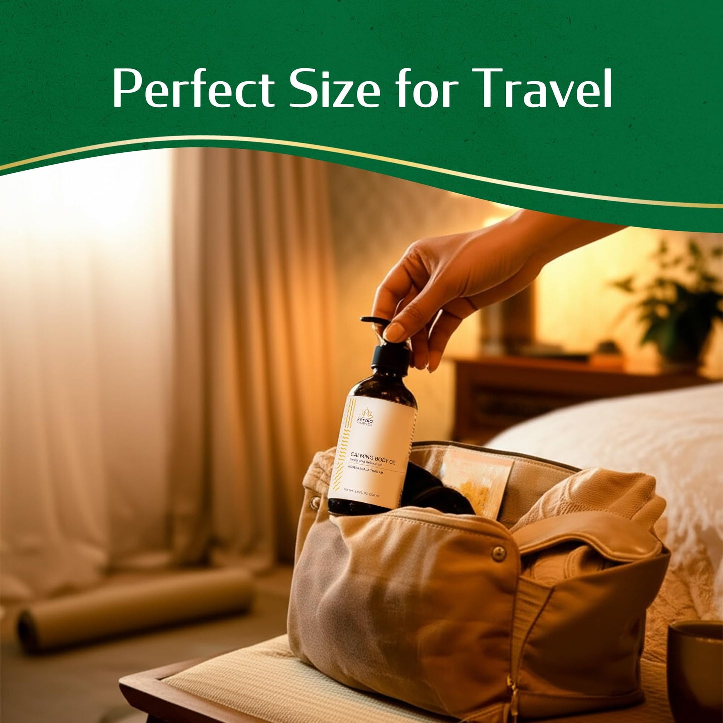 Kerala Ayurveda Calming Body Oil for Relaxation & Sleep (6.8 fl oz) | Ksheerabala Thailam