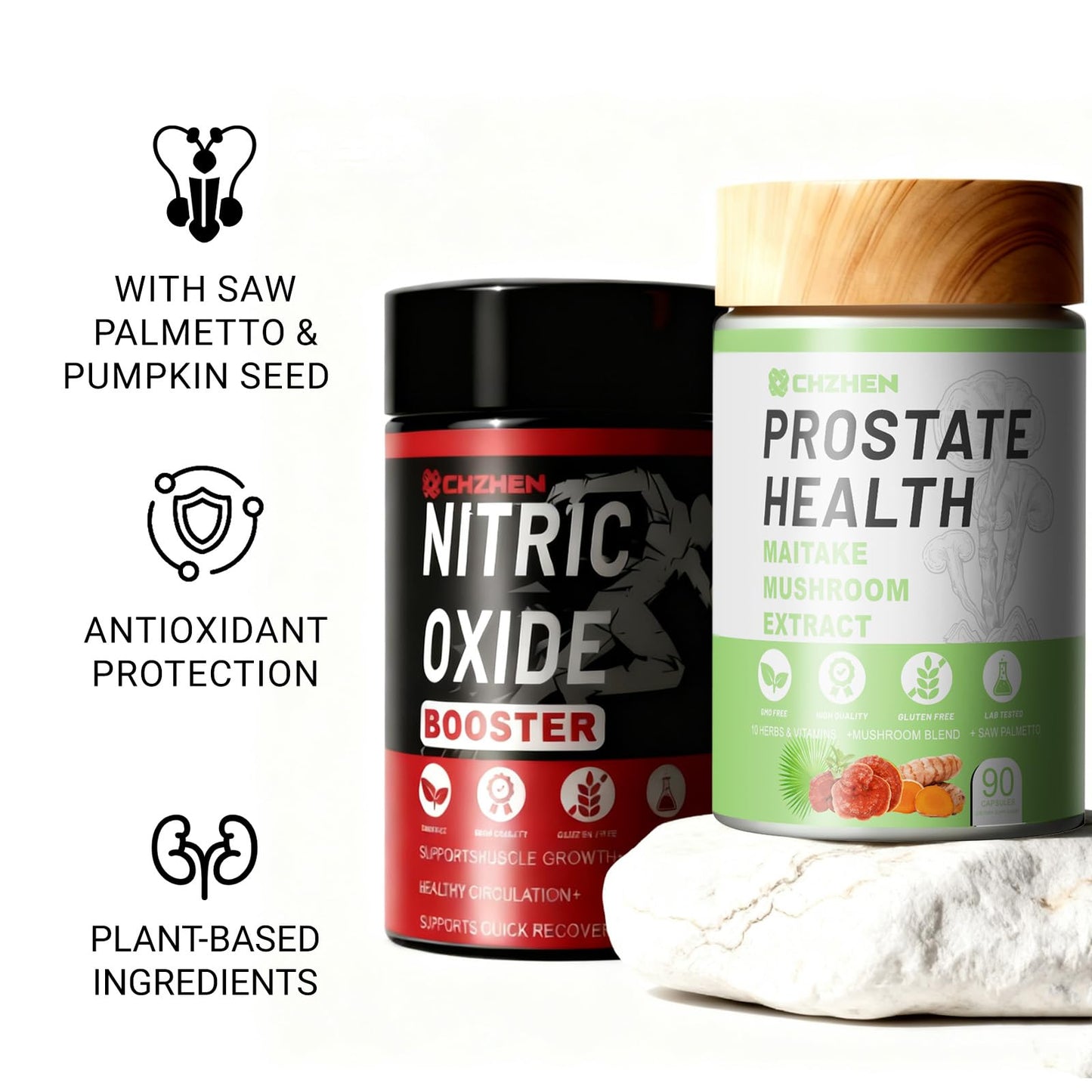KERENC Prostate Health Supplements for Men with Nitric Oxide Booster - Supports Healthy Urinary Flow, Bladder Function & Cardiovascular Health (01)