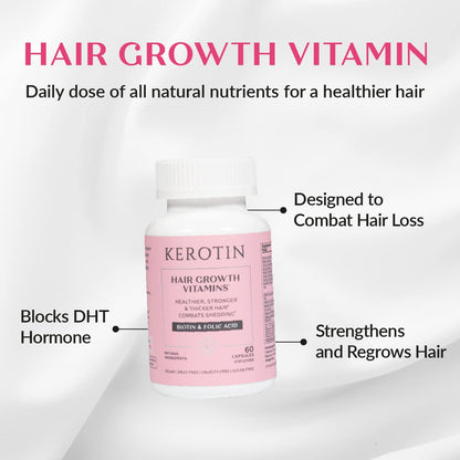 Kerotin Hair Growth Vitamins – Biotin, DHT Blocker & Saw Palmetto