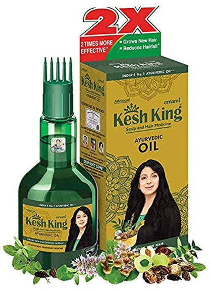 KESH KING Ayurvedic Hair Oil with Bhringraj & Amla – Hair Growth & Scalp Nourishment (3.38 Fl Oz / 100 ml)