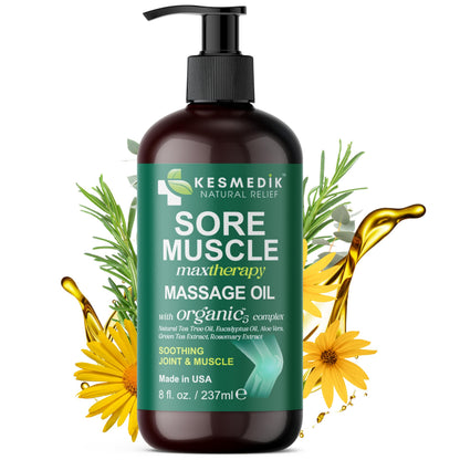 Sore Muscle Massage Oil with Arnica, Eucalyptus & Tea Tree – Kesmedik