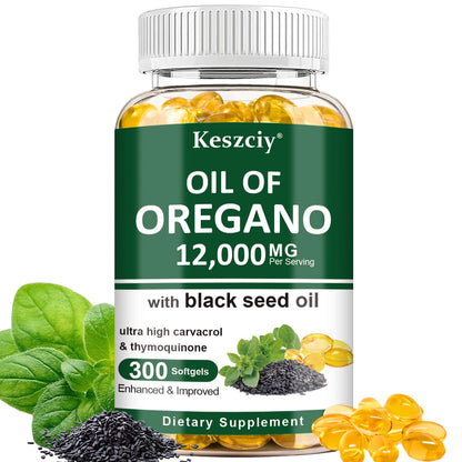 Keszciy 300 Softgels: Oil of Oregano with Black Seed Oil (2-in-1) for Immune Health
