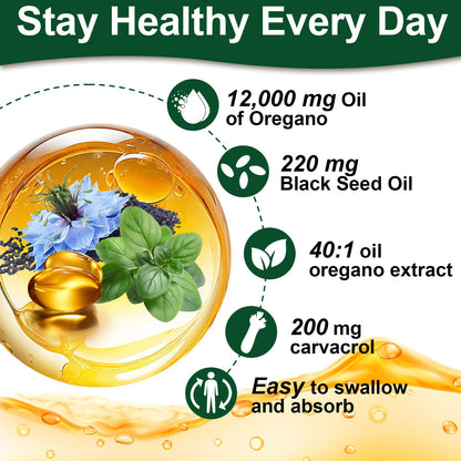 Keszciy 500 Softgels: Oregano & Black Seed Oil 2 in 1 Immune Support