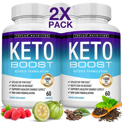 Keto Boost Diet Pills Ketosis Supplement - Natural Exogenous Ketone Formula for Energy & Focus (Advanced Ketones for Ketogenic Diet) - Men & Women
