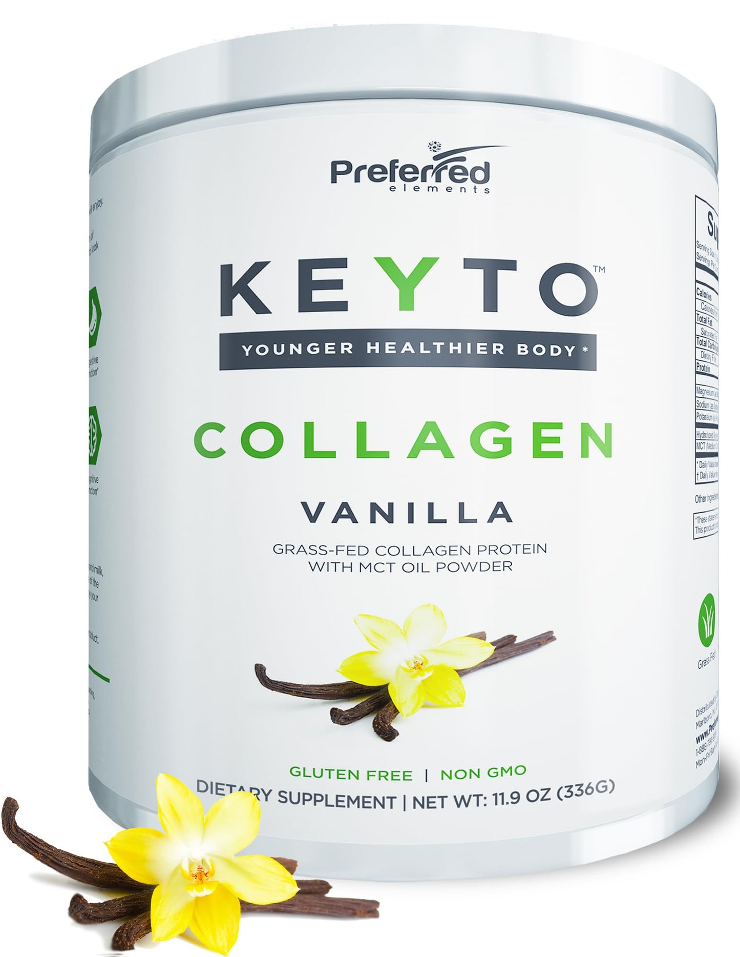 Keto Collagen Protein Powder with MCT Oil – Grass-Fed, Pasture-Raised, Hydrolyzed Collagen – Vanilla | KEYTO