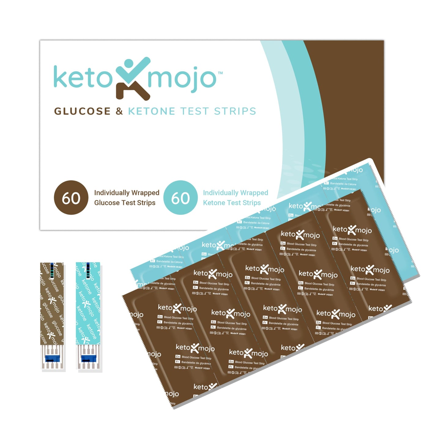 Keto-Mojo GK+ Compatible Blood Glucose & Ketone Test Strips Combo Pack – 120 Count