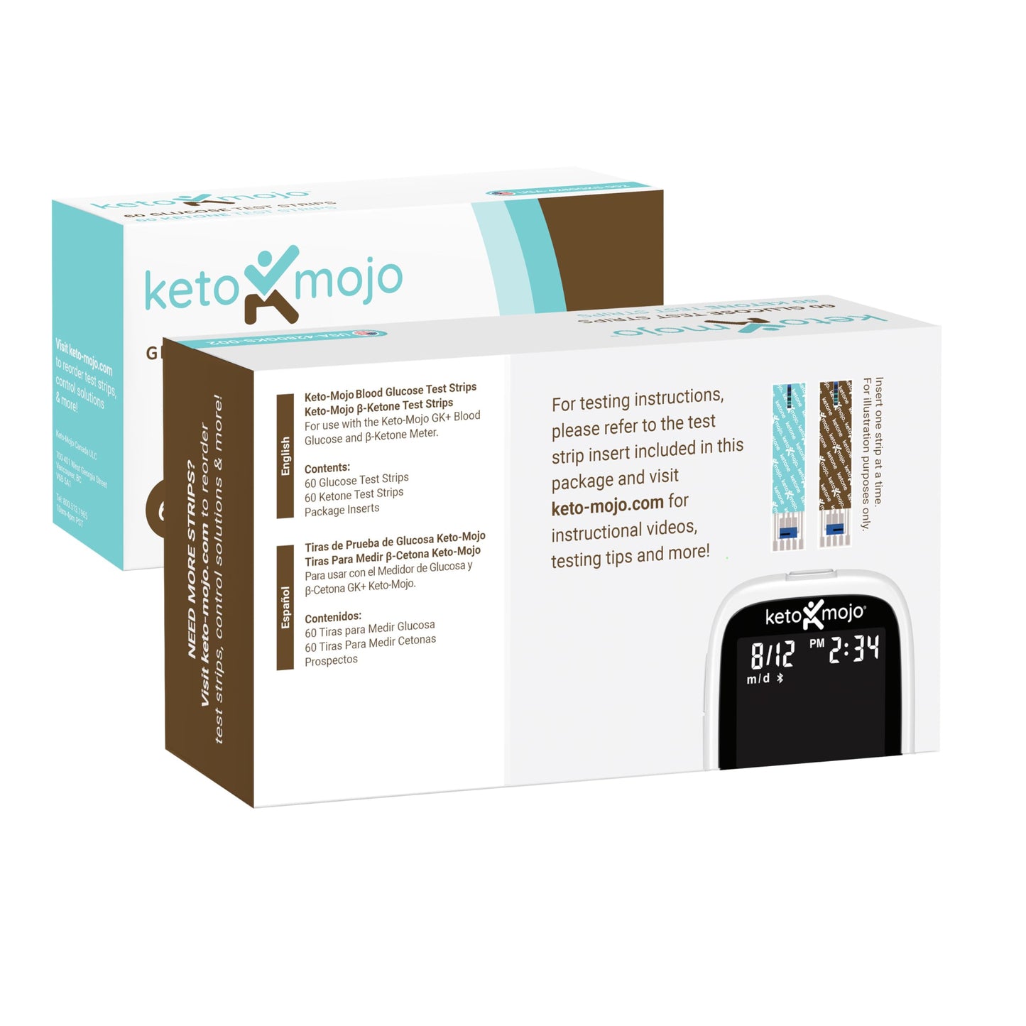 Keto-Mojo GK+ Compatible Blood Glucose & Ketone Test Strips Combo Pack – 120 Count