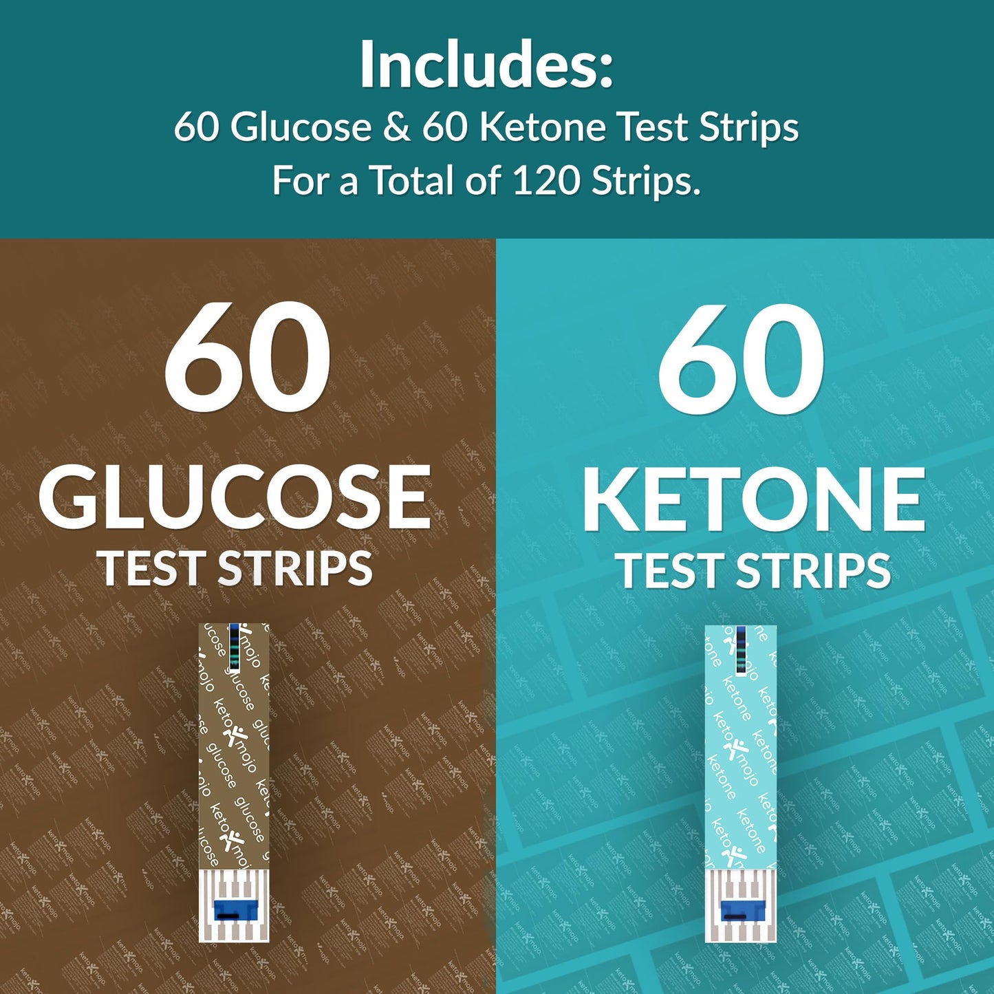 Keto-Mojo GK+ Compatible Blood Glucose & Ketone Test Strips Combo Pack – 120 Count