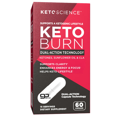 Keto Science Keto Burn Capsules | Exogenous Ketones (BHB) + EGCG for Ketosis, Energy & Focus | 60 Capsules