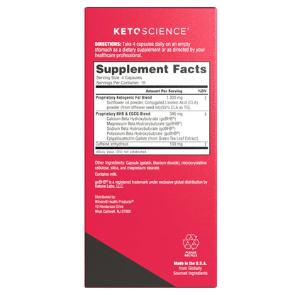 Keto Science Keto Burn Capsules | Exogenous Ketones (BHB) + EGCG for Ketosis, Energy & Focus | 60 Capsules