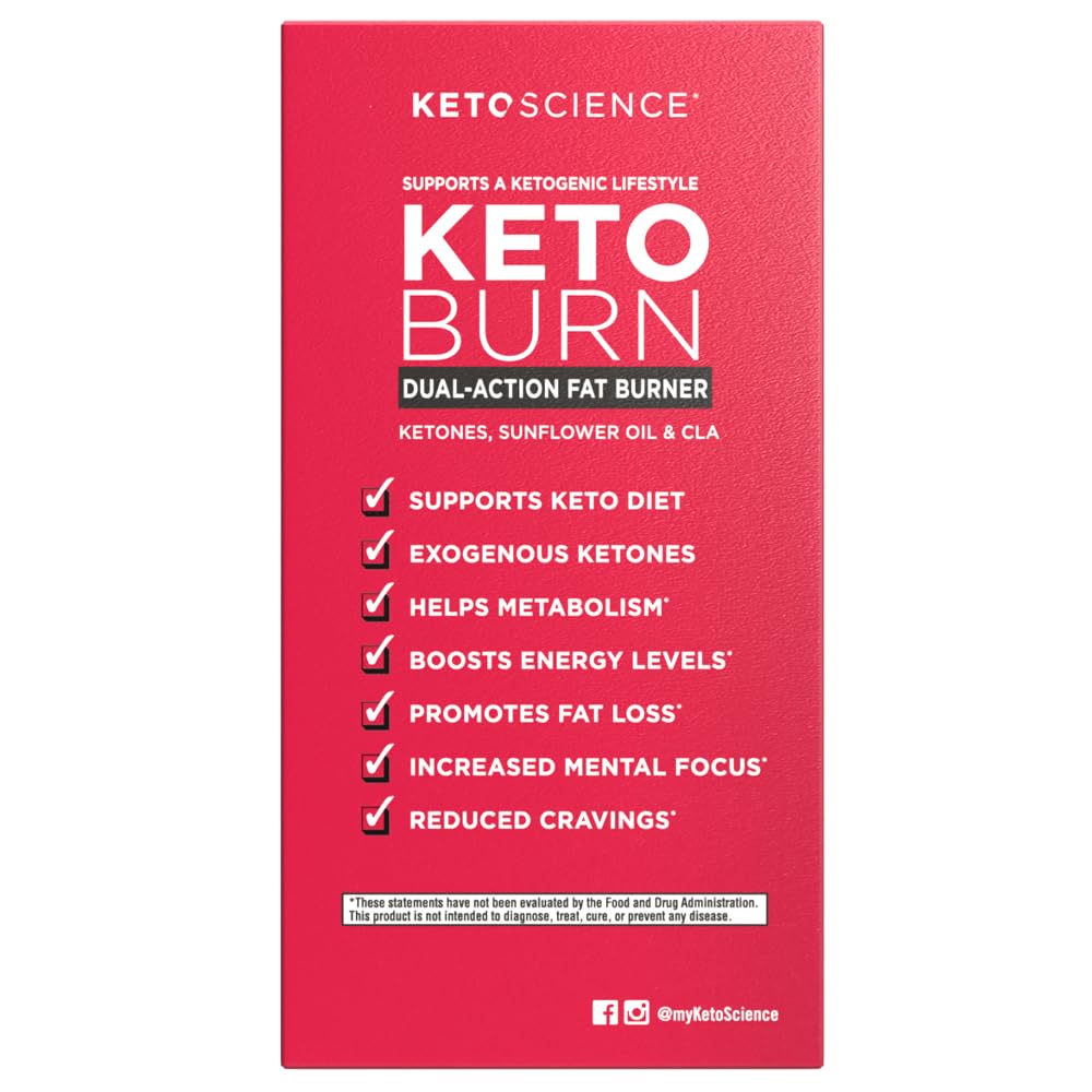 Keto Science Keto Burn Capsules | Exogenous Ketones (BHB) + EGCG for Ketosis, Energy & Focus | 60 Capsules
