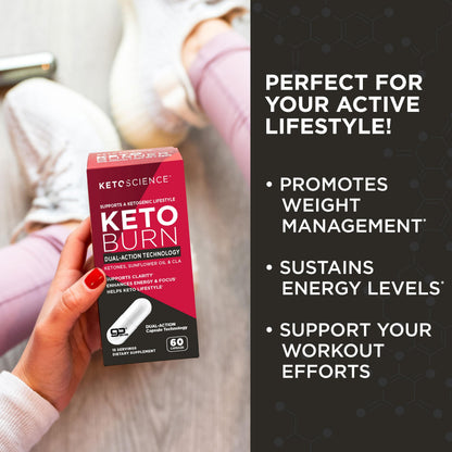 Keto Science Keto Burn Capsules | Exogenous Ketones (BHB) + EGCG for Ketosis, Energy & Focus | 60 Capsules