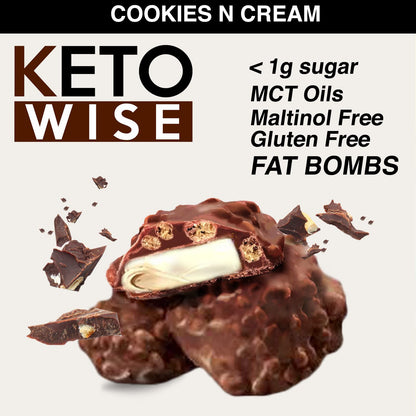Keto Wise Fat Bombs Cookies N Cream – 16 Count (Pack of 1) | Low-Carb Ketogenic Snack