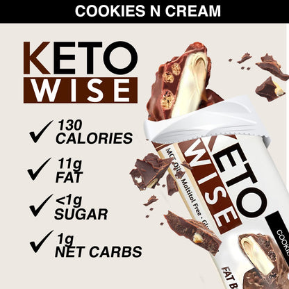Keto Wise Fat Bombs Cookies N Cream – 16 Count (Pack of 1) | Low-Carb Ketogenic Snack