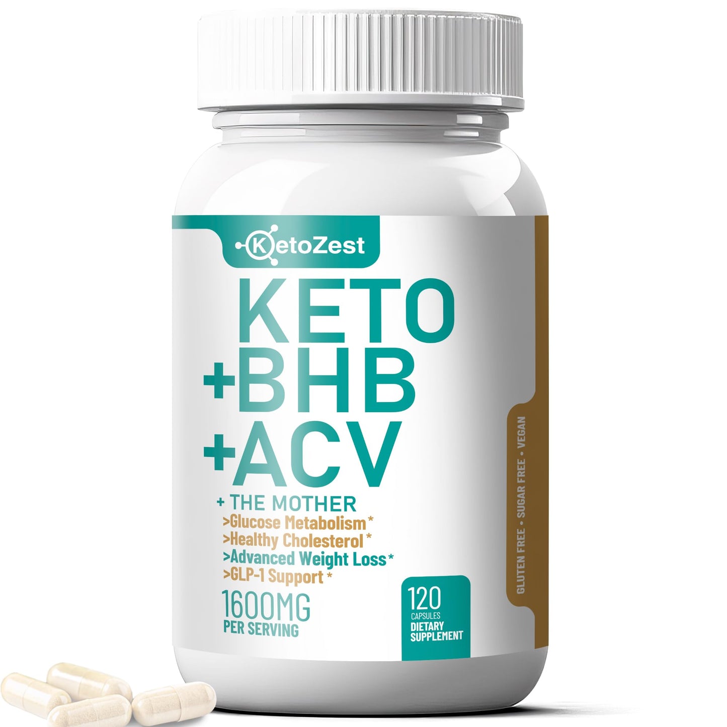 KetoZest Keto ACV BHB Capsules 1600mg – Weight Loss & Ketosis
