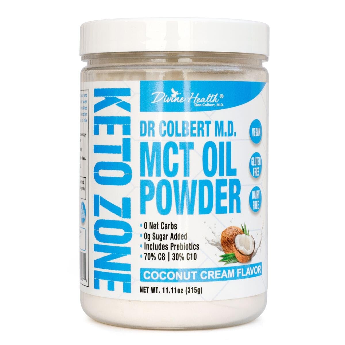 Keto Zone MCT Oil Powder – Coconut Cream Flavor | 0 Net Carbs | 30 Day Supply