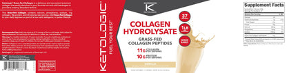 Ketologic Grass-Fed Collagen Hydrolysate Powder (Vanilla) | 1 lb, 37 Servings