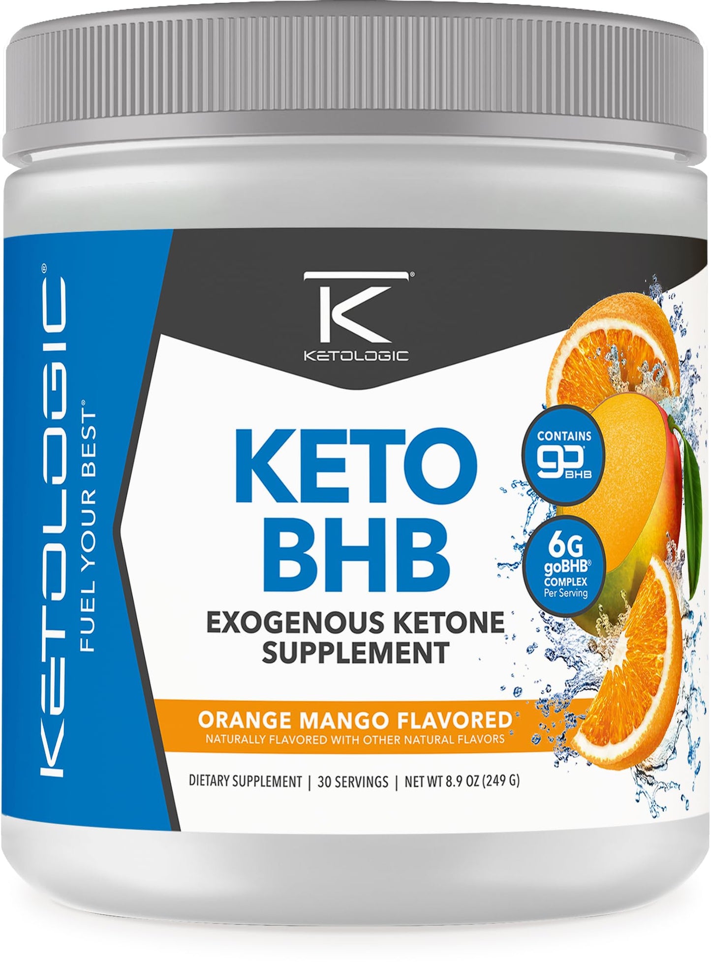Ketologic Keto BHB Orange Mango – 30 Servings | Exogenous Ketone Supplement with goBHB