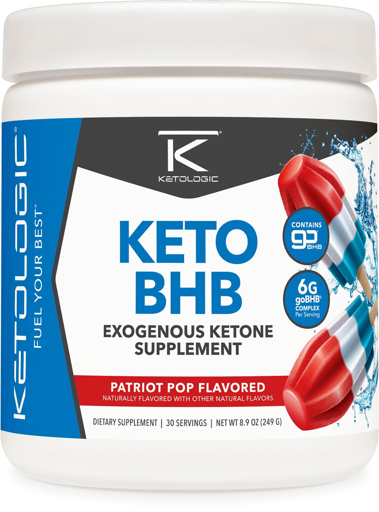 Ketologic Keto BHB Patriot Pop – 30 Servings Exogenous Ketone (goBHB)