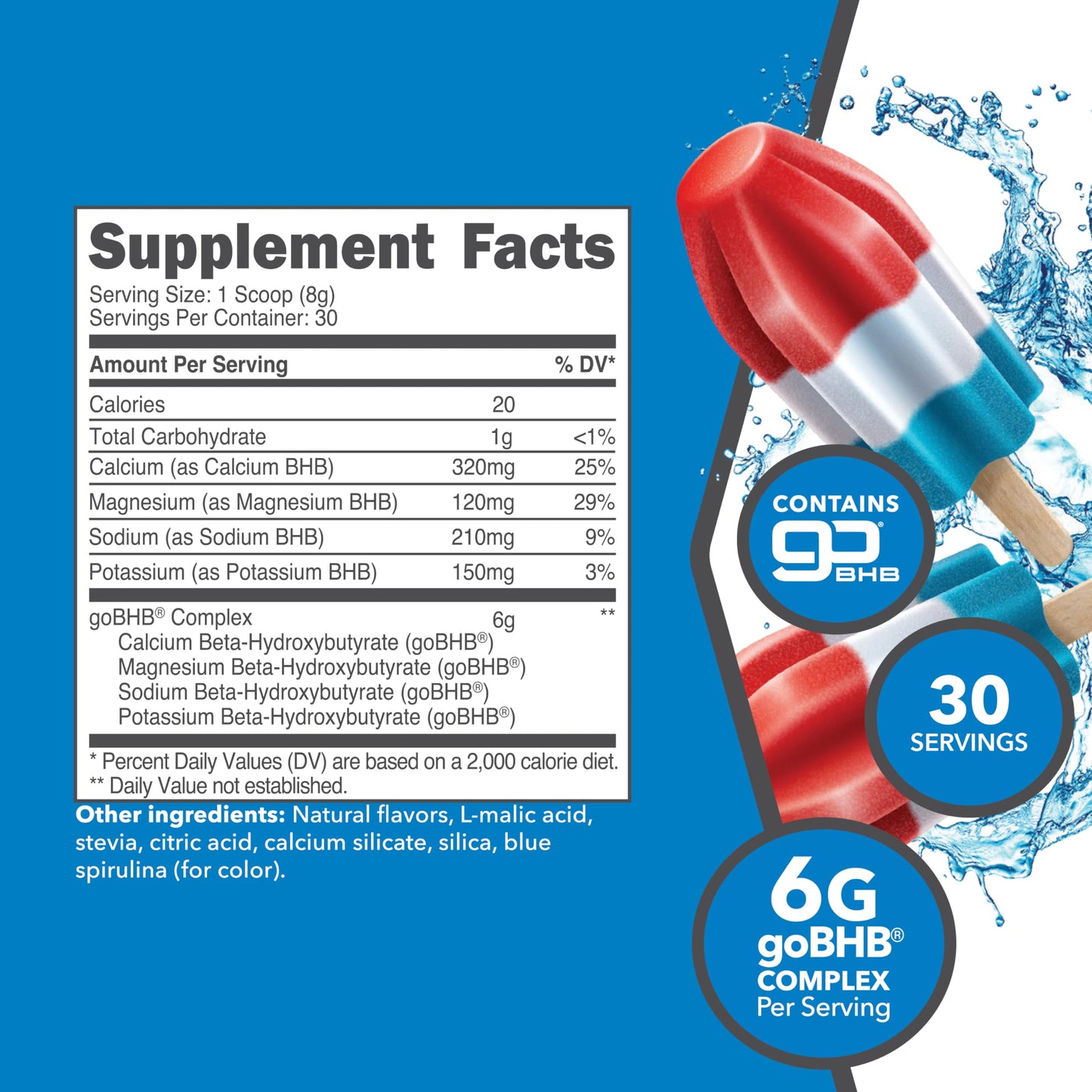 Ketologic Keto BHB Patriot Pop – 30 Servings Exogenous Ketone (goBHB)