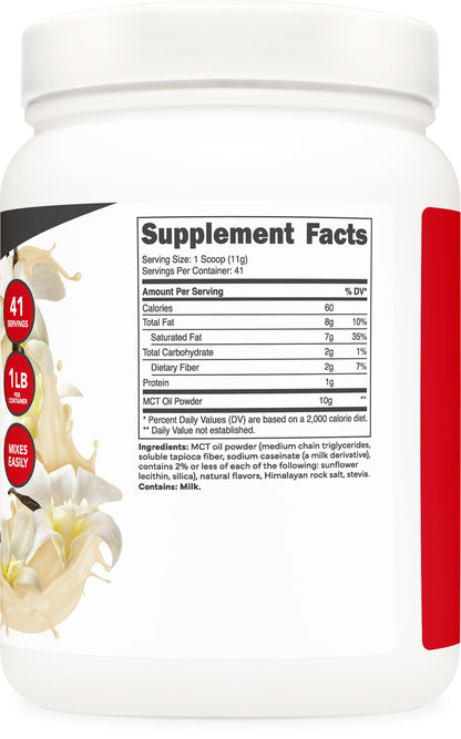 Ketologic MCT Oil Powder Hazelnut Cream (1 lb) – Keto Coffee Creamer & Energy | 41 Servings