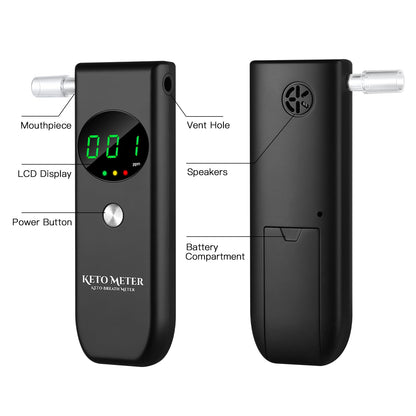 Ketone Breath Home Monitor — Portable Ketosis Meter & Tester (10 Mouthpieces)