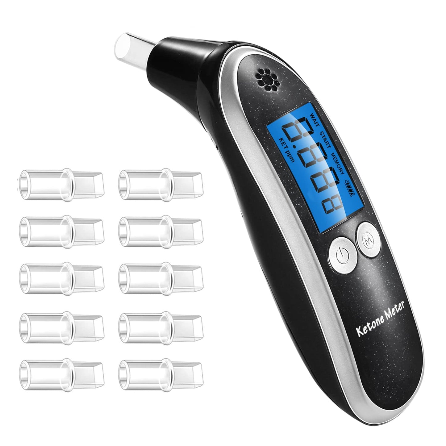 Ketone Breath Testing Meter & Breath Ketosis Analyzer – Portable Home Ketone Breath Tester (10 Mouthpieces)