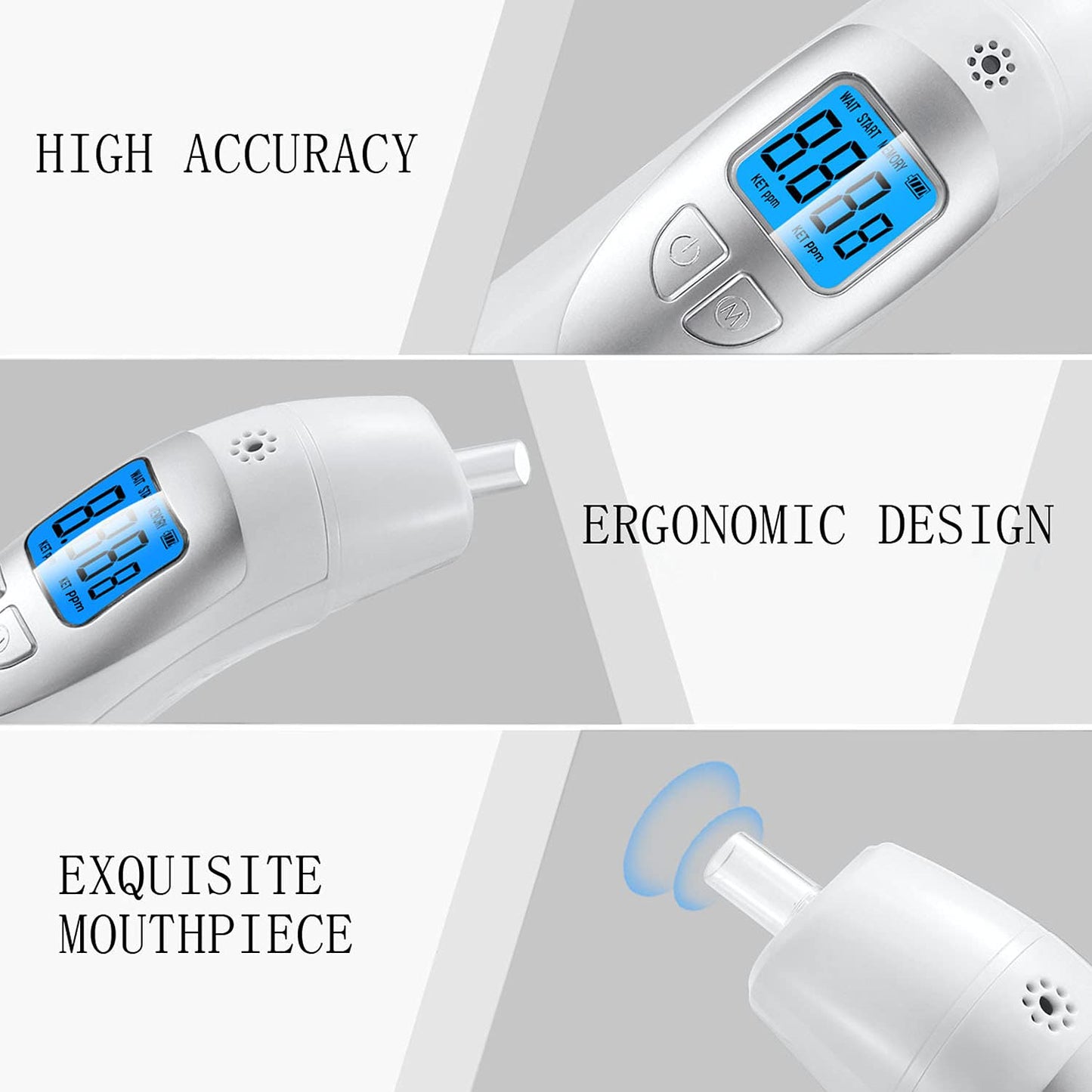 Ketone Meter Home Ketosis Breath Tester – Breath Ketone Analyzer with 10 Mouthpieces