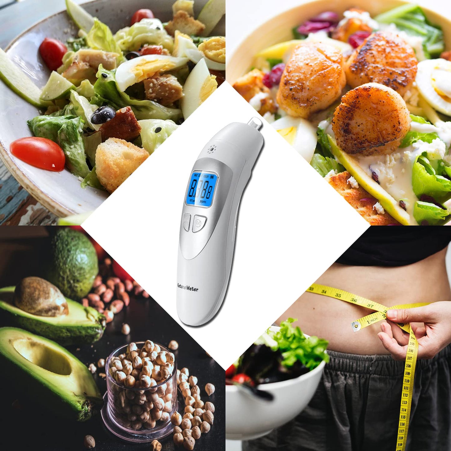 Ketone Meter Home Ketosis Breath Tester – Breath Ketone Analyzer with 10 Mouthpieces