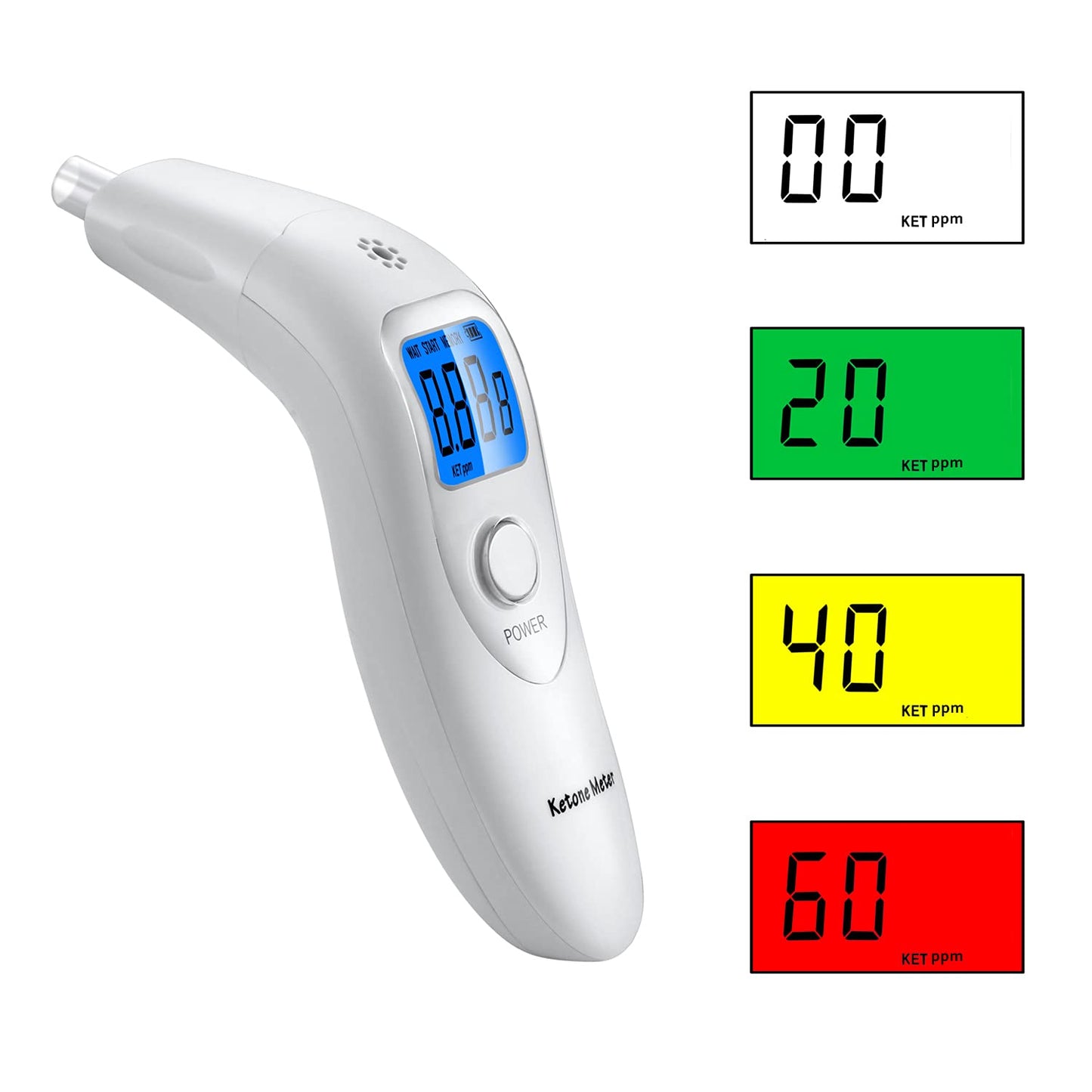 Home Ketosis Meter - Portable Ketone Breath Analyzer with 10 Mouthpieces
