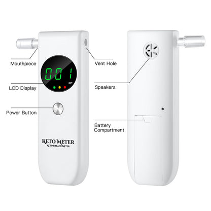 Home Ketone Breath Analyzer – Portable Ketosis Monitor with 10 Mouthpieces