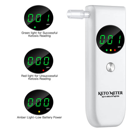 Home Ketone Breath Analyzer – Portable Ketosis Monitor with 10 Mouthpieces