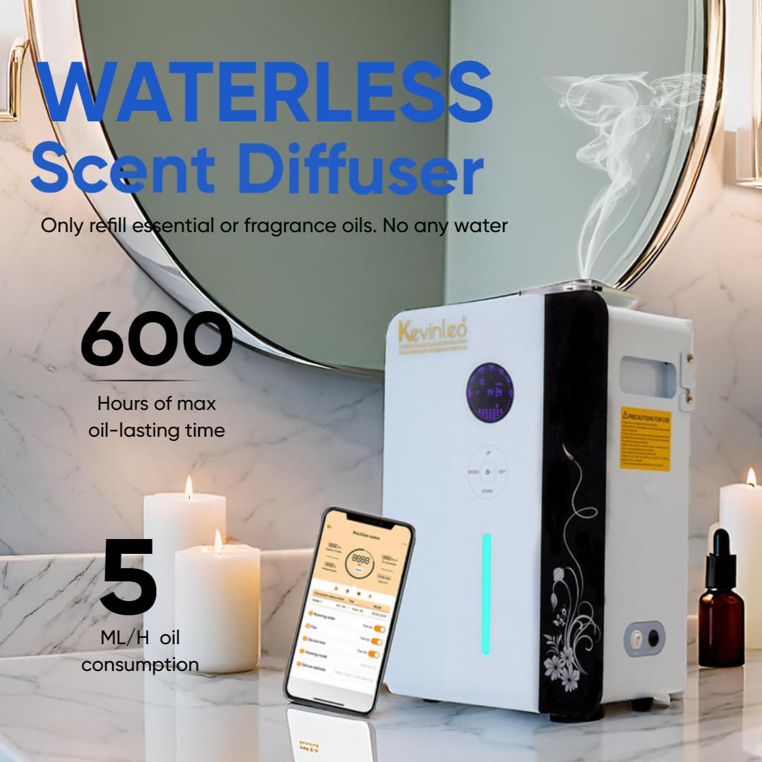 Kevinleo Scent Diffuser Machine – WiFi Control for 7,500 Sq Ft, 800ml Waterless Diffuser for HVAC & Large Spaces