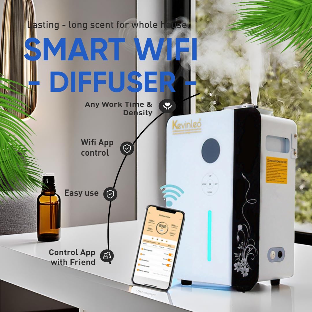 Kevinleo Scent Diffuser Machine – WiFi Control for 7,500 Sq Ft, 800ml Waterless Diffuser for HVAC & Large Spaces