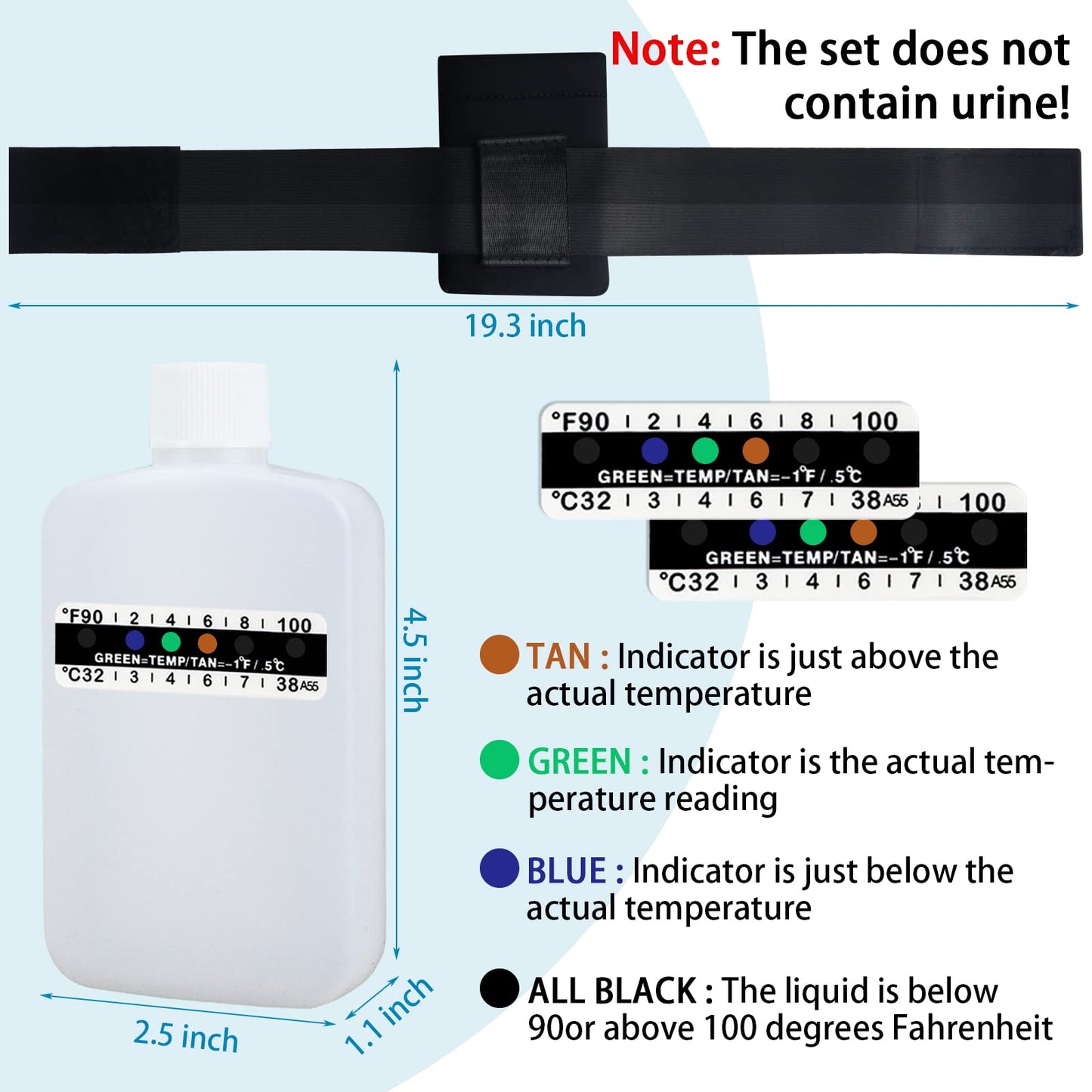 KEVTVEK 14-Piece Urine Test Kit with Travel Bottles, Temperature Strips & Neoprene Bag